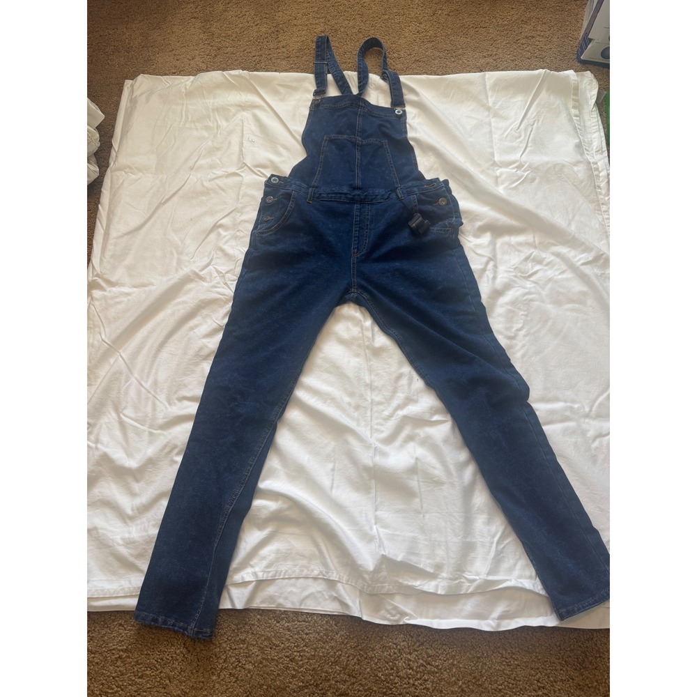 JC JQ Premium Jeans Womens Denim Overalls Dark Wash Slim Leg XL W01150